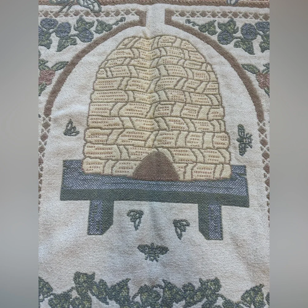 Vintage Beehive alphabet nursery pastel tapestry blanket